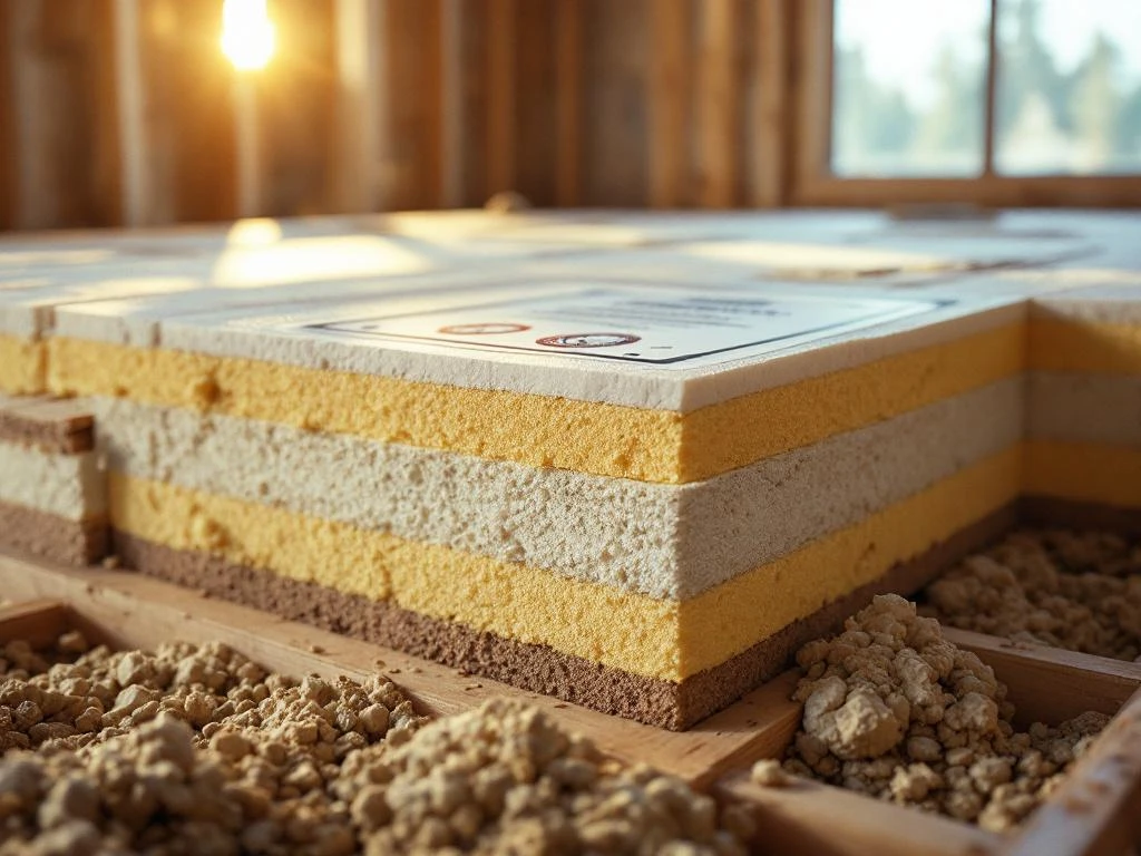 Garantiecertificaat op hoogwaardige vloerisolatie in huisfundering met houten vloerplanken en natuurlijk licht